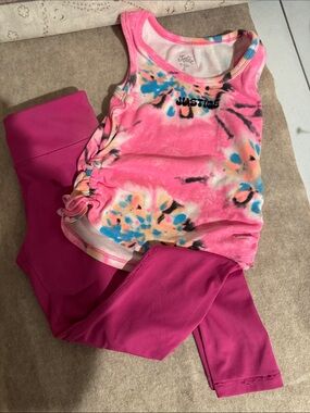 Justice Pink Tie-Dye Tank with Magenta Leggings
